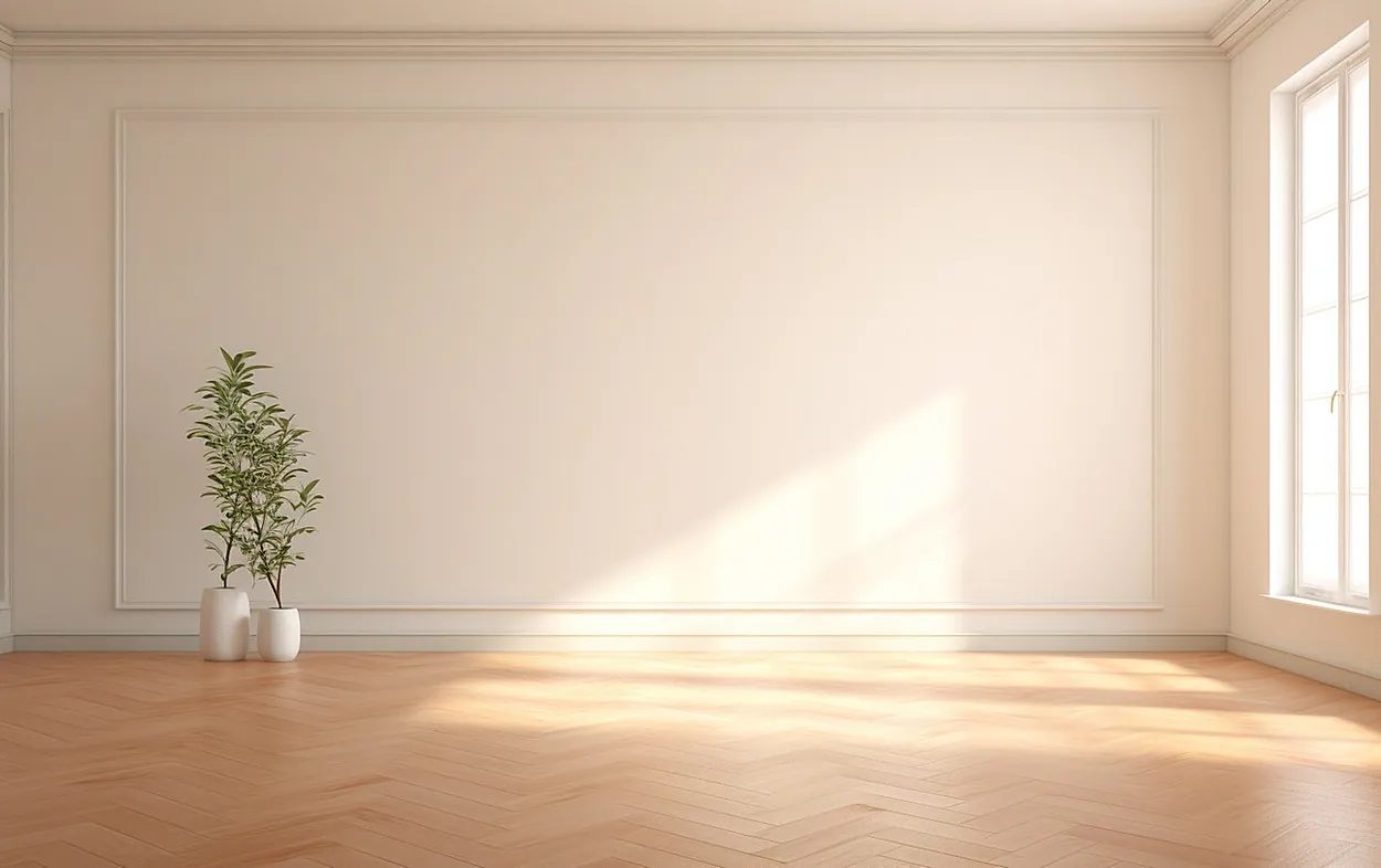 salon con parquet una planta y ventanal